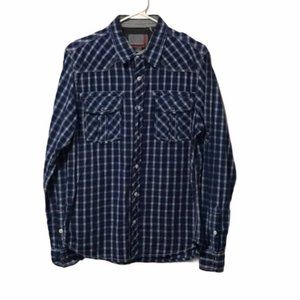 Reactor Blue Plaid Long Sleeve Button Up